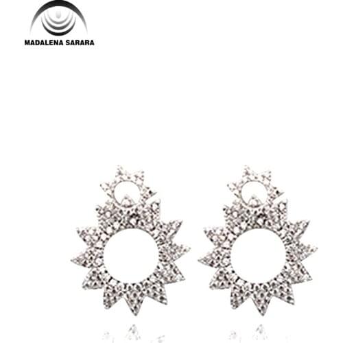 MADALENA SARARA AAA Cubic Zircon Inlaid Pave Setting And Crytal Copper Earrings Three Style Options