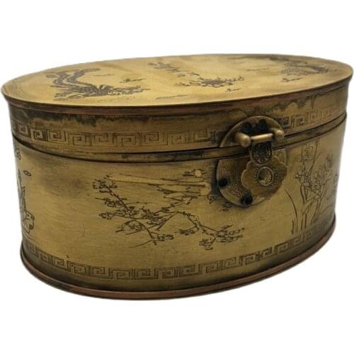 Chinese Old Copper Collection Pure Copper Jewelry Box