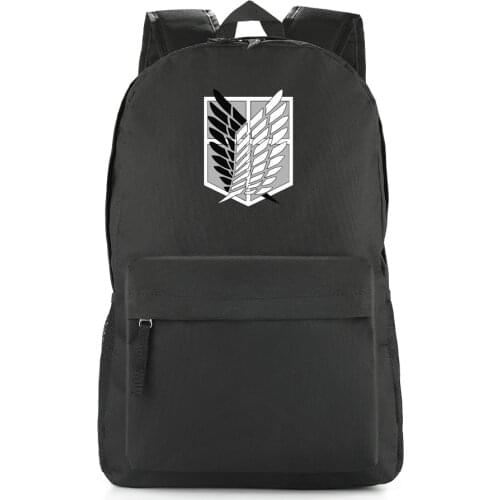 Attack on titan anime backpack freedom wings emblem printing black nylon schoolbag school backpacks attack on titan backpacks