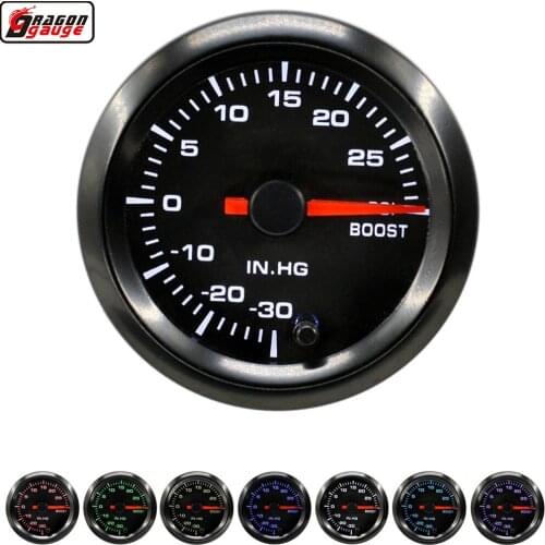 Dragon 2" 52mm High Speed Stepper Motor Auto Car 7 Colors LED Backlight Boost Gauge -30-30 PSI Turbo Meter Free Shipping