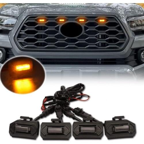 4PCS LED Front Grill Lights for Toyota Tacoma Raptor TRD Off Road Sport 2020 2021 External Grill Lamp