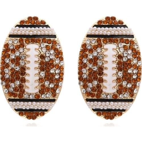 Creative Cartoon Rhinestone Rugby Earrings Retro Geometry Pearl Women Earrings
