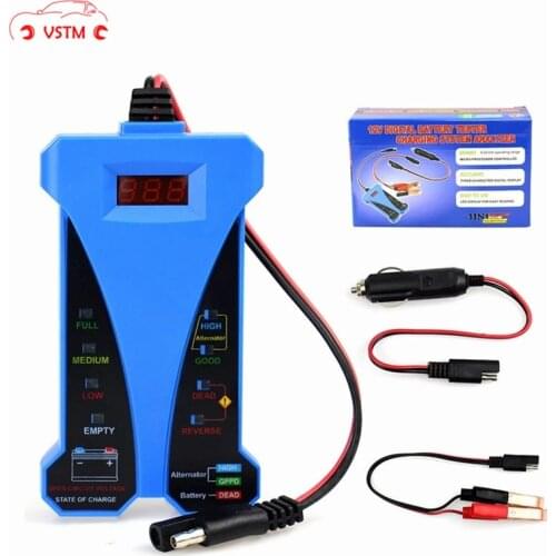 Smart Digital Battery Tester LED Display 12V Voltmeter Alternator Analyzer for Car Motorcycle Boat Electrical Tool