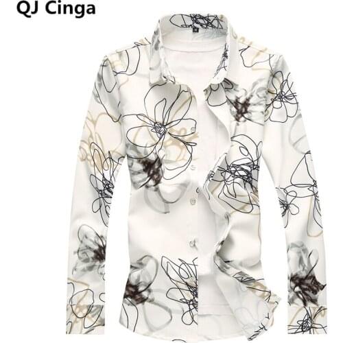 Spring/Autumn New Printed Shirt Mens Long Sleeved Fashion Casual Shirts Plus Size S-5XL 6XL 7XL Man Top Camisa