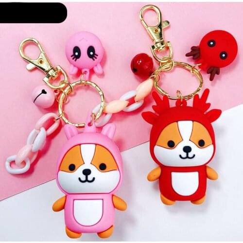 Super Kawaii Fashion Cartoon Cat Squirrel Keychain Cute 3D Striped Elephant Keychain Fun Phone Bag Car Pendant Key ring