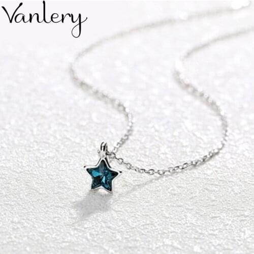 Punk Blue Crystal Star Pendant Necklace For Women Vintage Irregular Chain Choker Necklaces Female Bohemian Ethnic Jewelry