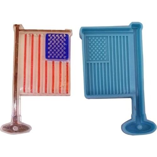 1Pc Shiny Glossy US Independence Day Flag Keychain Silicone Epoxy Resin Mold DIY Keychain Pendant Jewelry for Gift Craft