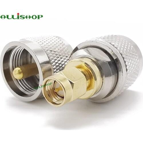 1Pcs UHF SO239 PL-259 Plug to SMA Plug Coax Jack Connector UHF Male to SMA Male RF Coaxial Adapter