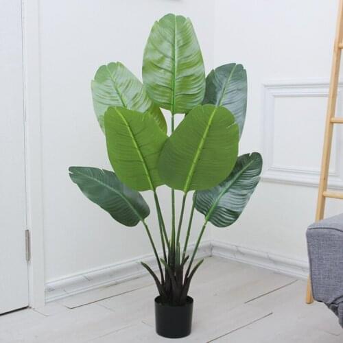 120cm Large Artificial Rare Banana Tree Green Plastic Indoor Big Ppotted Fake Tropical Theme Tree Home Hotel Office Decor Plants