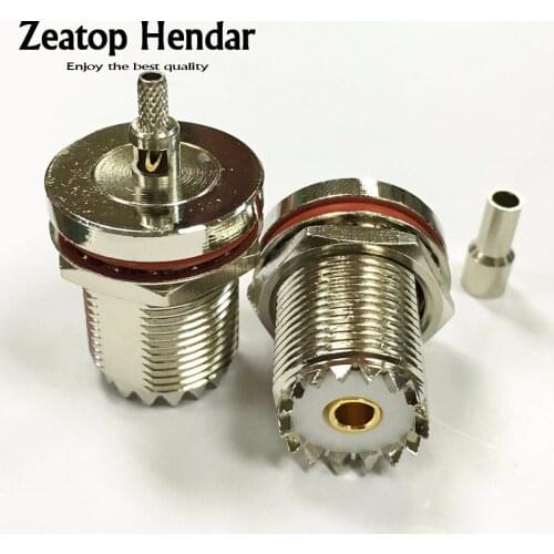 2Pcs Brass UHF Female SO239 Jack Bulkhead Window Crimp for RG174 RG316 LMR100 Cable High Quality Minijack Plug Wire Connector