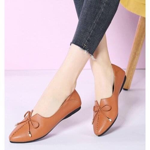 2020 Genuine Leather Flat Shoes Woman Loafers Cowhide Flexible Spring Casual Shoes Women Flats Women Work Shoes