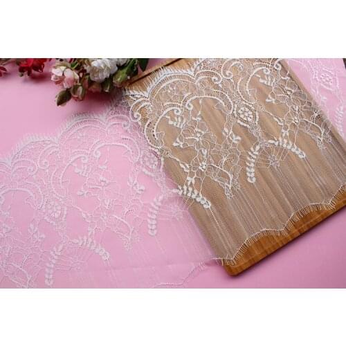 3meters/Lot 27cm Wide Good Quality French Eyelash Lace Trimming Fabric in Black and White