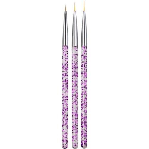 3Pcs Nail Art Liner Brushes Non-deformation Non-corroding Nail Supplies UV Gel Painting Acrylic Liner Brushes for Salon