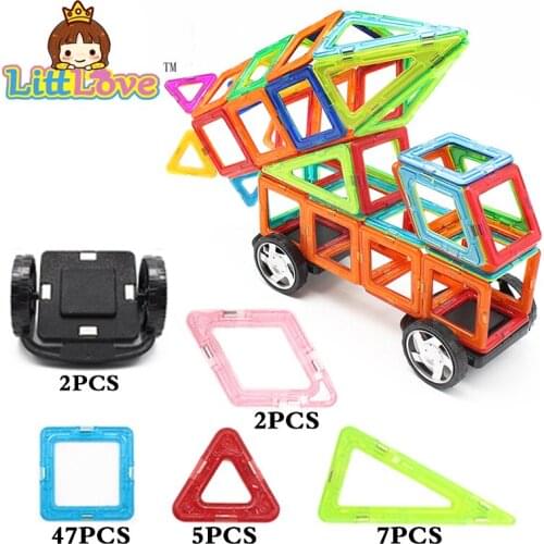 Big Size 63pcs Magnetic Building Blocks Kids Model Building Toys Construction Magnetic Designer Toy For Children Enlighten Brick