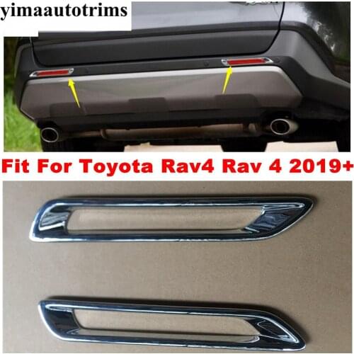 ABS Chrome Rear Fog Lights Foglight Lamp Frame Cover Trim 2Pcs Fit For TOYOTA RAV4 RAV 4 XA50 2019 2020 2021 Exterior