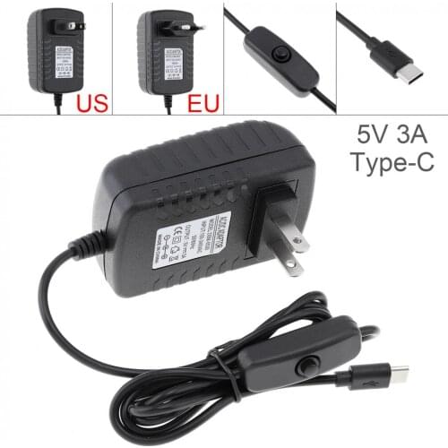5V 3A Power Charger Adapter Converter with Switch Suitable Fit for Raspberry Pi 4 TypeC USB Power Charging
