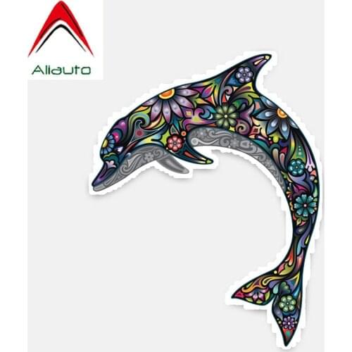 Aliauto Cartoon Car Stickers Classic Colored Dolphin Vinyl Decal Cover Scratches for Peugeot 207 Passat B7 Kia Golf ,16cm*12cm
