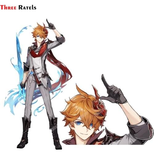 Three Ratels B39 Anime Car Sticker For Tartaglia Of Genshin Impact Fuel Tank Cap &Trunk&Bumper Decor Decals Waterproof Protected