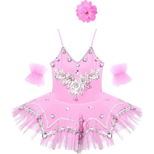 Kids Girls Ballet Dress Children Cosplay Tutu Flower Dress Tulle Swan Dancewear Clothing Ballerina Fairy Party Costumes Stage