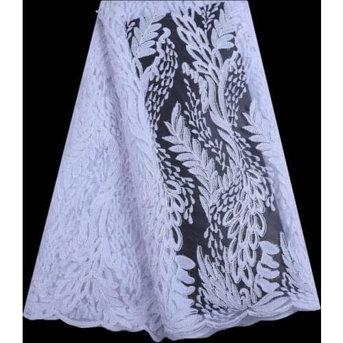 White Bright Line Tulle Lace African Lace Fabric 2019 High Quality Lace Embroidery French Lace Fabric With Beads For Party S1576
