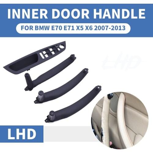 LHD Left Hand Black Car Front Rear Left / Right Interior Inner Door Pull Handle Trim Cover Panel For BMW E70 E71 X5 X6 07-2013