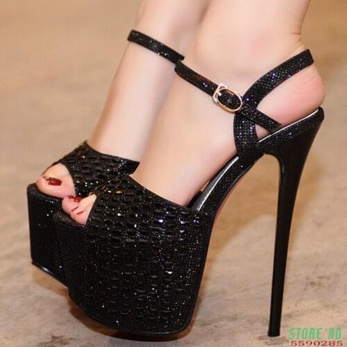High-heeled sandals women Europe and the United States water table new sexy fine-heeled rhinestones shoes woman heels