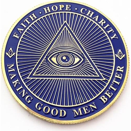 Brotherhood Freemasons Masonic Gold Coin masonic all-seeing eye Coin Golden Design Mason Token Coins Collection