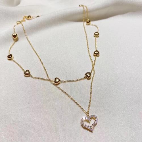 Hollow out Heart Love Multilayer Necklaces For Women Trendy New romantic Prom Accessories Elegant Charm Clavicle Chain Girl Gift