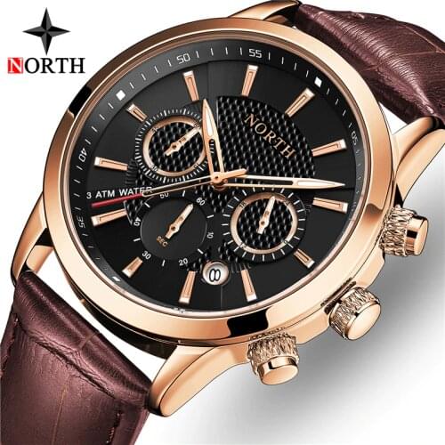 NORTH Men Watch Top Brand Luxury Fashion Casual Sport Waterproof Quartz Date Clock Male Military Wrist Watch Relogio Masculino