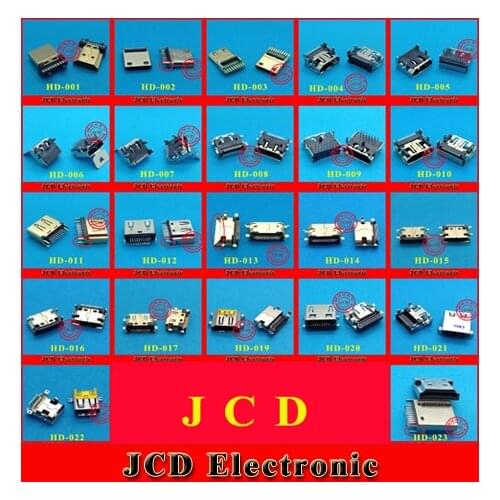 Cltgxdd MICRO HDMI HDMI-compatibl Jack,HDMI-compatibl Socket,19pin SMD,2 fix foot 90 degree DIP 44pcs 22modles