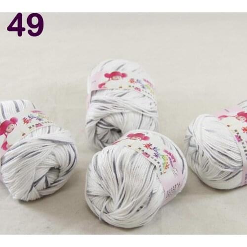 Color Optional 4 ballsX50g Cashmere Silk Velvet Children Hand Kintting Yarn 1849 White Gray
