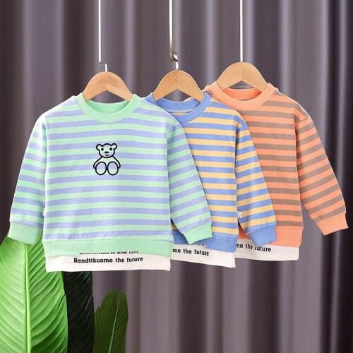 Baby Sweatshirt Childrens Spring Autumn Stiped Shirts Kids Boy Clothes Infant Cotton Tops 2 3 4 Years Toddler Outfits Hoodies