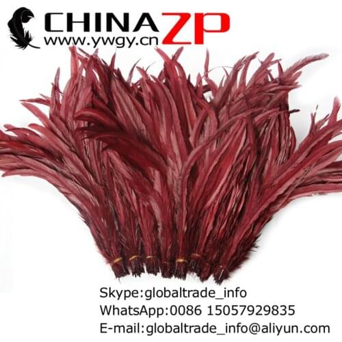 Exporting from CHINAZP Factory 200pieces/lot 30~35cm Length Party Decoration Fully Dyed Burgundy Rooster Tail Feathers