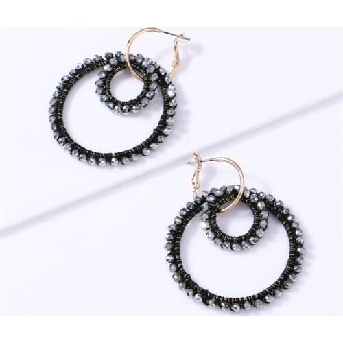 ELEGANCE11 2020 Women Earrings Luxury Designer Acrylic Earrings Crystal Gem Mosaic Loop Earrings for Party Costume Jewelry