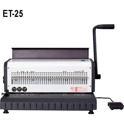 ET-25 Manual Spiral Double Wire Binding Machine 40 Square Shape 4*4mm Punching Hole File Book A4 Paper Binder Puncher Machine