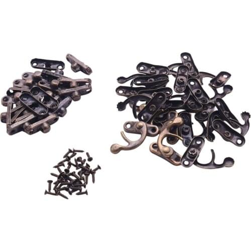 Antique Wood Box Latch Sets Case Lock Hinge, Bronze Tone, 20 Piece