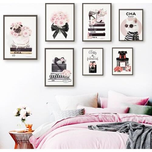 Canvas Painting Nordic Posters And Prints Fashion Book Cat Perfume Flower With Logo Wall Art Pictures For Living Room Home Decor