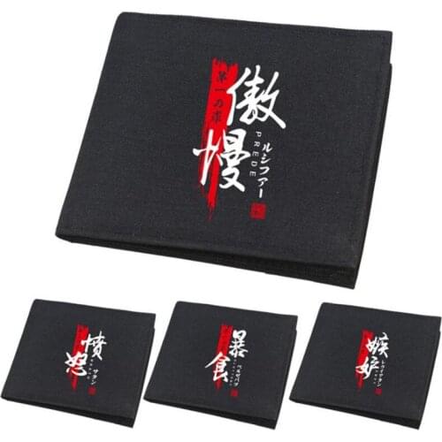 Anime Seven Deadly Sins Short Wallet Photo Layers Boys Girls Zip Coin Leather Cartoon Square Printing Purse Gift Card Holder