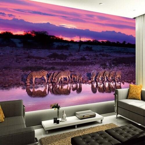 Creative Canvas Painting Sunset Zebra Traditional Wallpaper Wall Pictures Art Print Poster Living Room Home Decoration