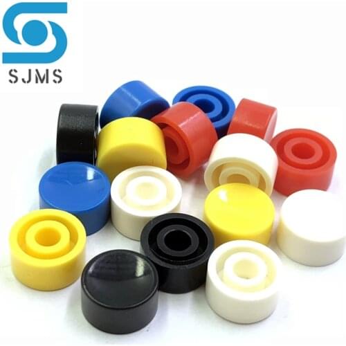 50PCS A17 Round Plastic Tactile Switch Button Caps Push Key Cap Multicolor Concave 5.3*10mm for 6 * 6 cylinder Tact Switch