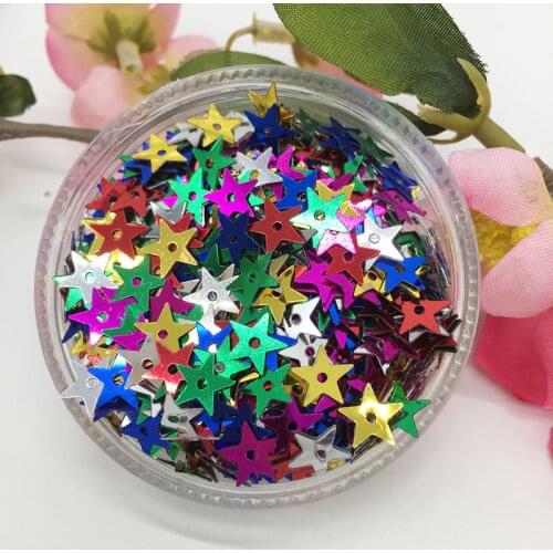 LNHOME 50g/Lot 7mm Mix Colors Star Sequins Flake PVC Paillette Loose Flat Hole Garment Accessories Halloween Christmas Squins