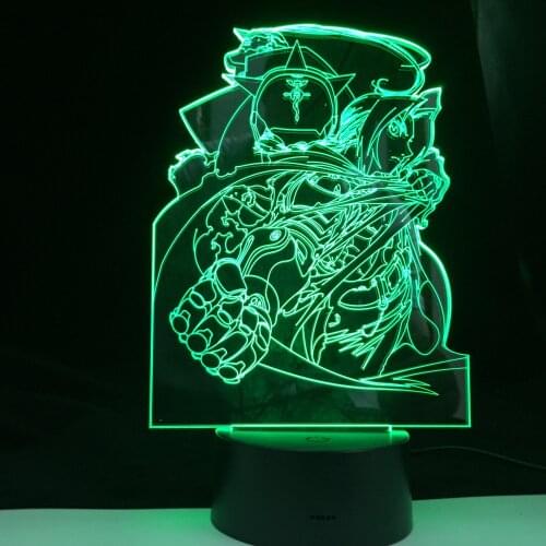 Manga Fullmetal Alchemist Edward Elric Figure Night Light Led Color Changing Kids Bedroom Decorative Nightlight Usb Desk 3d Lamp
