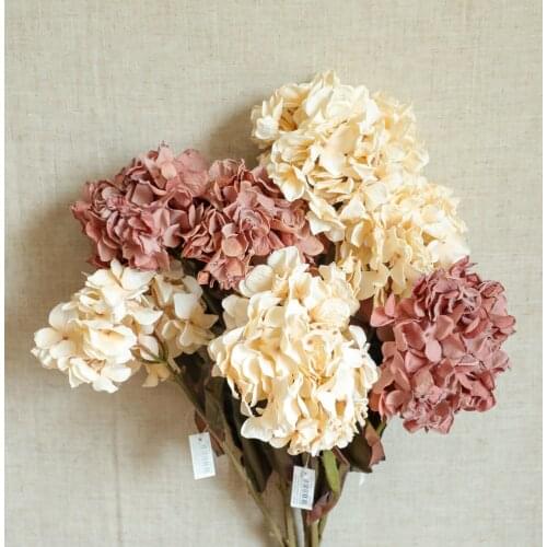 Simulation 3 Heads Hydrangea Artificial Flowers Wedding Bride Hand Bouquet Home Garden Decoration Fake Silk Flowers Graland