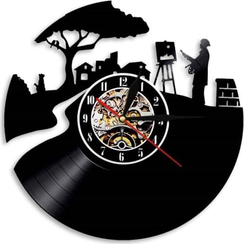 Artist Peaceful Painter Vinyl 3D Wall Clock Artist Drawing Wall Art Decor Modern Design Handmade Craft Gift For Artist