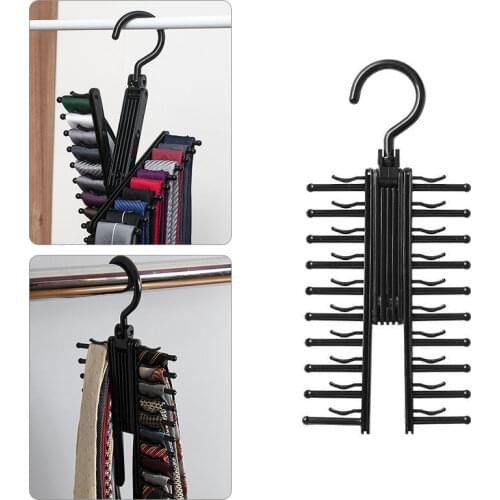 NEW 20 Rows Removable Tie Clip Storage Rack Belt Scarves Finishing Storage Hanger For Closet Home Hanging Organizer