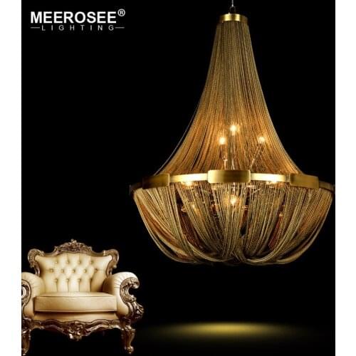 New Arrival Aluminum Chain Chandelier French Empire Bronze Color Post Chain Illumination Hanging Lamp for Living room Hotel Cafe