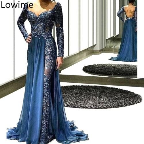 New Arrival Navy Blue Long Special Prom Dress Mermaid Backless Sexy vestidos de fiesta de noche Illusion Abendkleider Evening