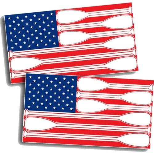 New High-quality Car-Stickers Paddle Boat Boating Graphic Decal America USA Flag Decals Cover scratches Trunk Bumper KK13*7cm