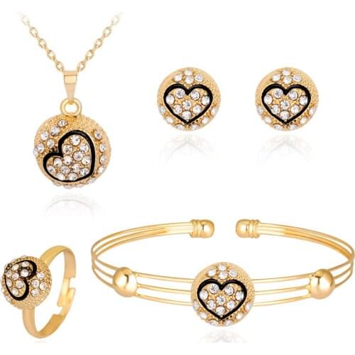 New Style Ladies Jewelry Necklace Rings Rhinestone Charm Jewelry Sets For Women Wedding