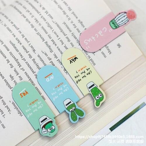 Cactus Series Magnet Bookmark Cartoon Color Pattern Creative Bookmark Metal Gift Mini Clip Teacher Supplies